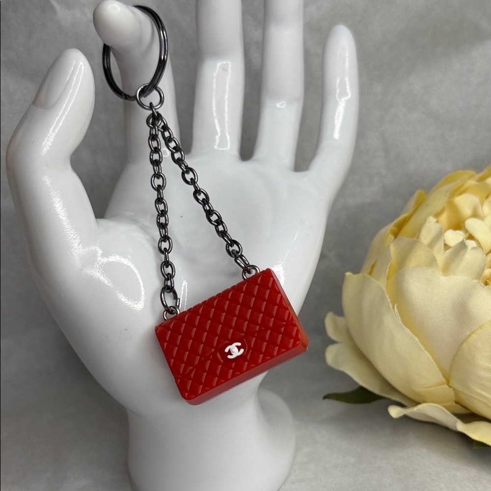 Mini Bag Quilted Red Key Holder